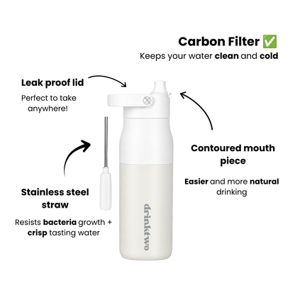 Hydrate Bottle — Sandy White, front